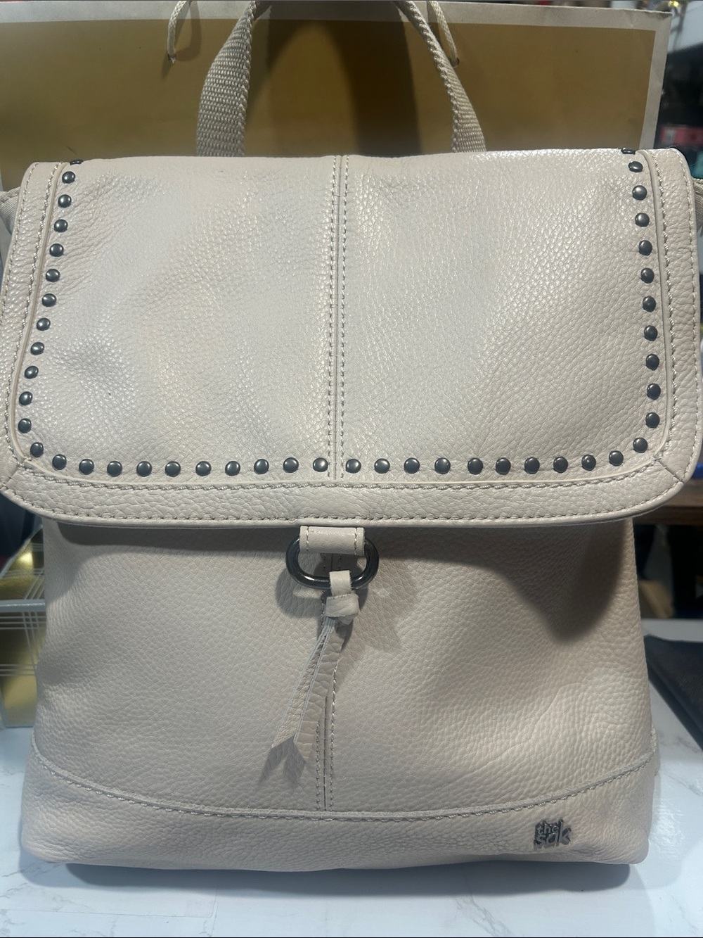 The SAK Cream Leather Saratoga convertible Stud-Trim Backpack - Women Bags